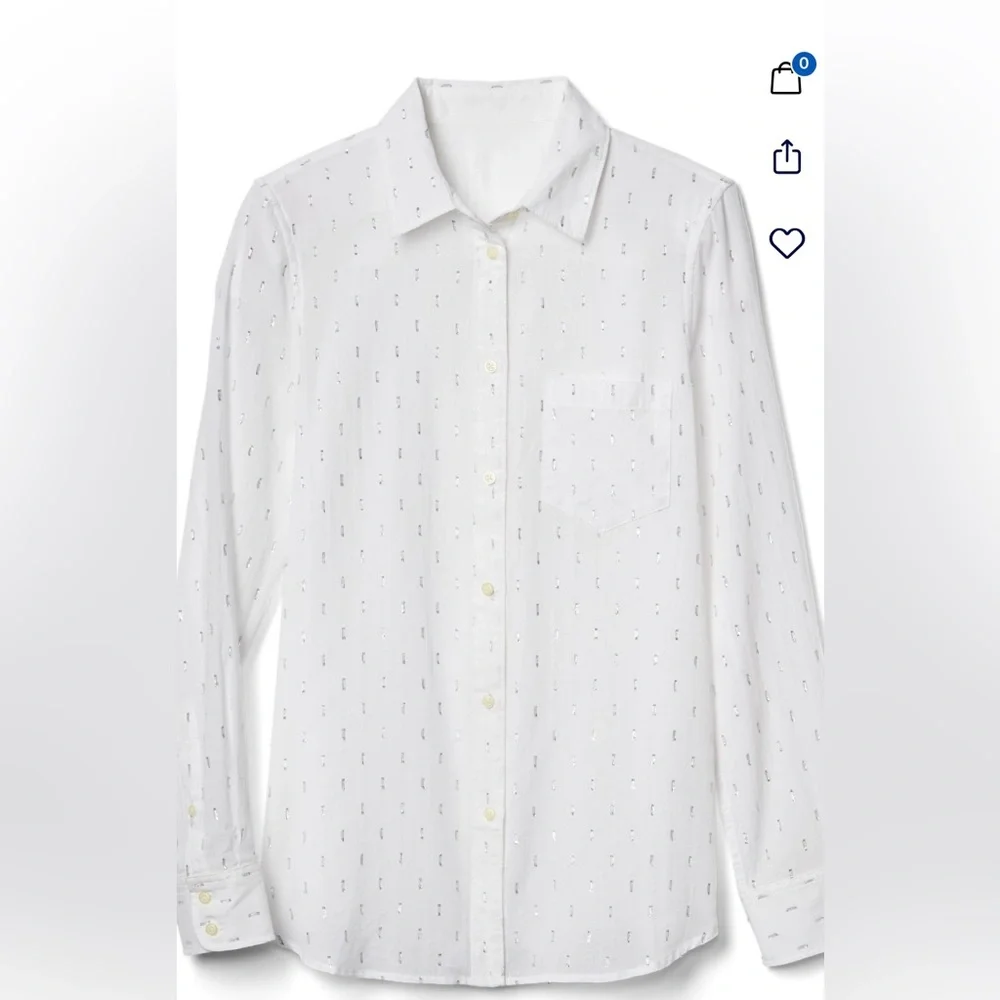 NWT Metallic Fitted Boyfriend Shirt - Picture 2 of 7